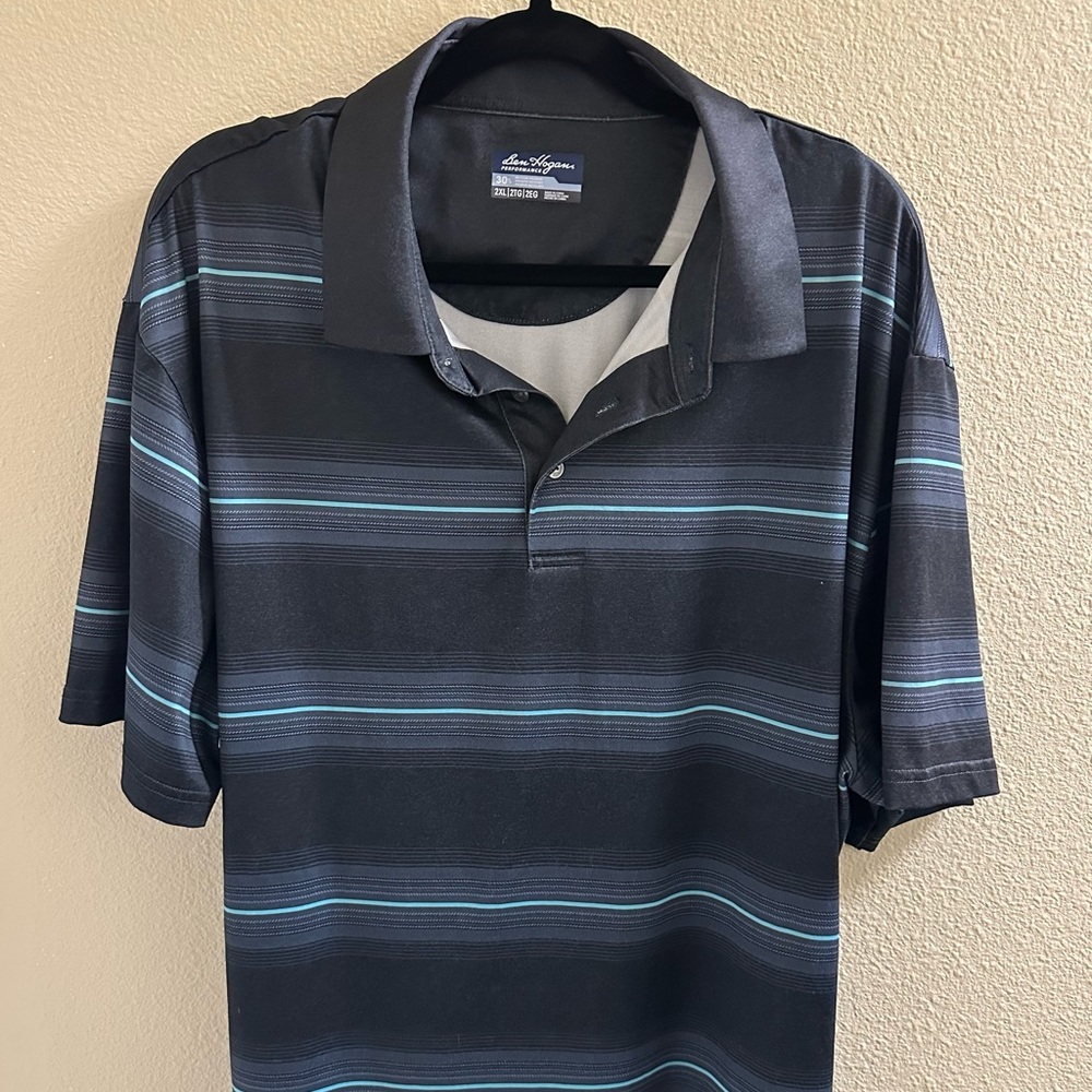 Ben Hogan Performance Black and Blue Striped Polo Shirt